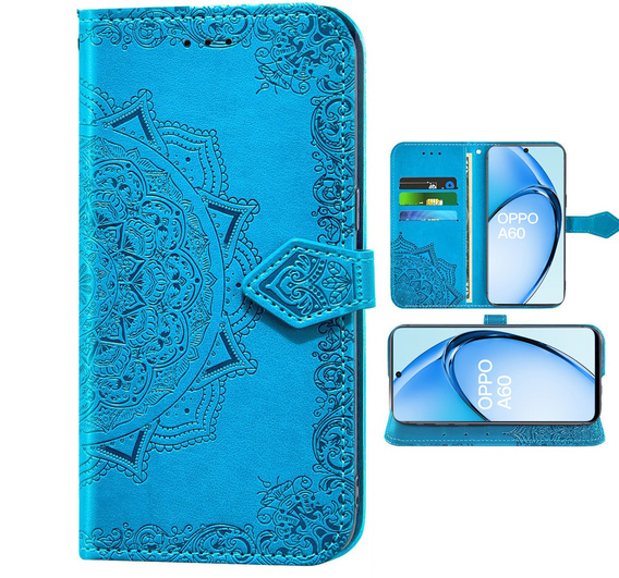Cu clapetă pentru Oppo A60, Mandala, albastru