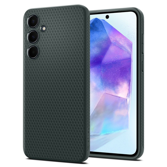 Carcasa Spigen pentru Samsung Galaxy A55 5G, Liquid Air, verde + 9H Tempered Glass