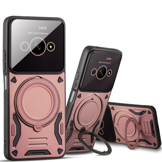 Husă blindată pentru Xiaomi Redmi A3, Magnetic Ring, roz