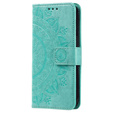 Cu clapetă pentru Samsung Galaxy A15, Mandala Flower, albastru + sticlă 9H 