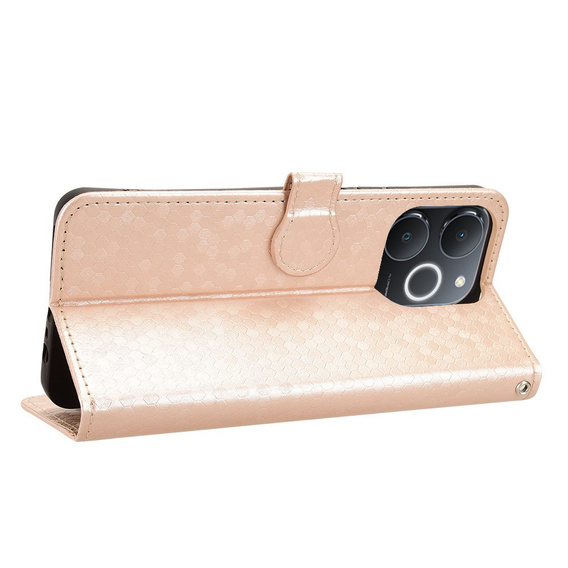 Husa cu clapetă pentru Realme Note 70T 4G, Wallet Rhombus, de aur