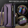 Husă CASEME pentru Samsung Galaxy S25 FE, RFID Leather Wallet, cu curea de umăr, violet