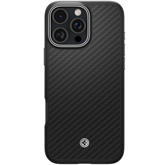 Carcasa Spigen pentru iPhone 16 Pro, Enzo Aramid MagSafe, negru carbon / argintiu + 9H Tempered Glass