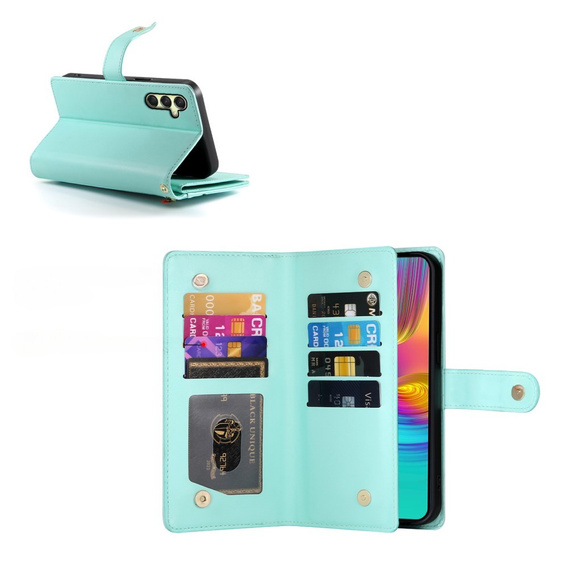Cu clapetă pentru Samsung Galaxy A36 5G, Wallet Zipper Pocket, verde