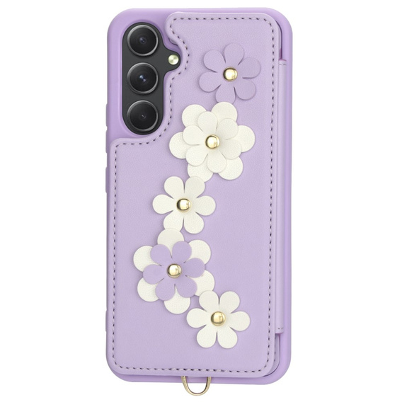 Husa pentru Samsung Galaxy A55 5G, Leather Flower Card Slot, violet