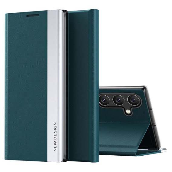 Cu clapetă pentru Samsung Galaxy S24 FE, Side Magnetic, verde