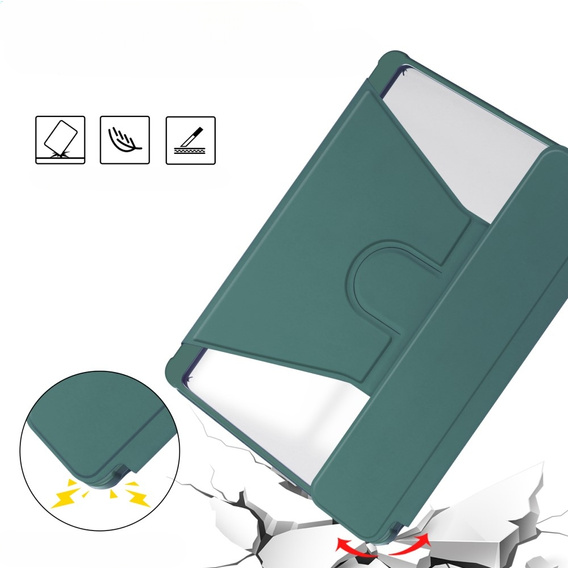 Husă pentru tastatură pentru Samsung Galaxy Tab S9, Rotary 360° Leather, verde închis