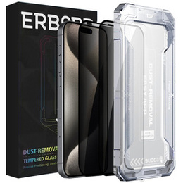 2x Sticlă de confidențialitate temperată pentru iPhone 15 Pro Max, ERBORD 9H Easy App Anti-Peep