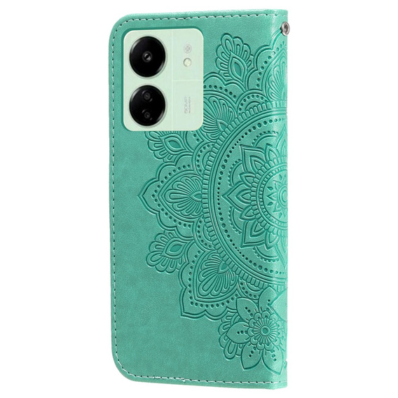 Cu clapetă pentru Xiaomi Redmi 13C / Poco C65, Mandala Flower, verde