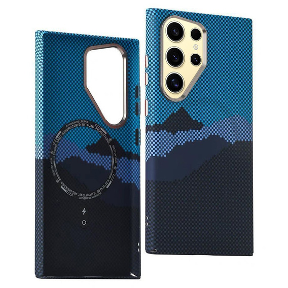 Carcasa pentru Samsung Galaxy S24 Ultra, Carbon Fiber MagSafe, albastru / albastru marin