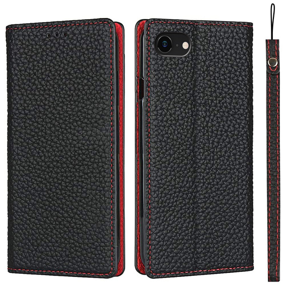 Husă din piele pentru iPhone 7/8/SE 2020/SE 2022, ERBORD Grain Leather, negru