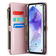 Husă CASEME pentru Samsung Galaxy A55 5G, RFID Leather Wallet, cu curea de umăr, roz