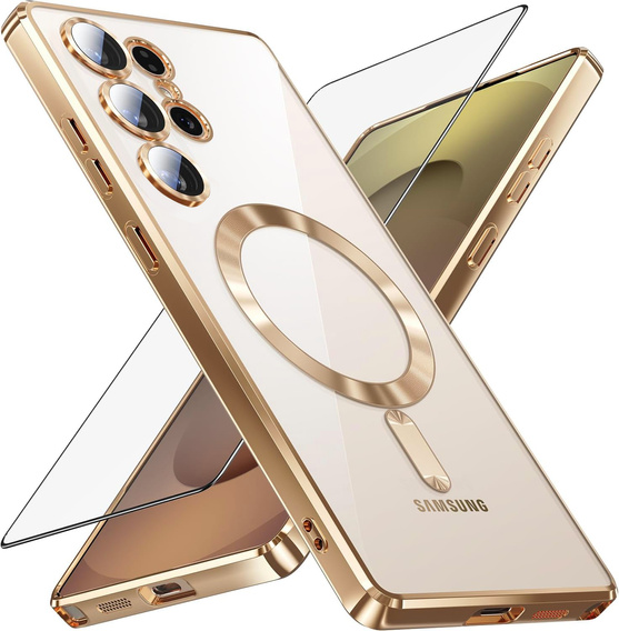 Husă pentru Samsung Galaxy S25 Ultra, Electro MagSafe, de aur + Sticlă pentru ecran
