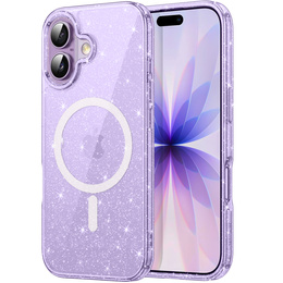 Husă pentru iPhone 17, pentru MagSafe, glitter, violet translucid