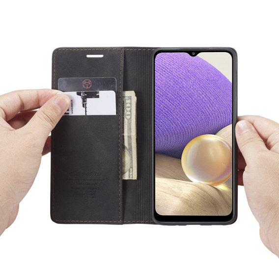 Husa CASEME pentru Samsung Galaxy A32 5G, Leather Wallet Case, negru