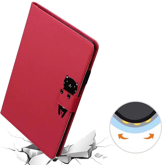 Husă pentru iPad 10.2" 2021/2020/2019 (9/8/7 gen.), cu clapetă, animal, roșu