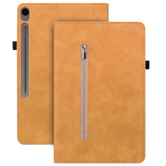 Husa pentru Samsung Galaxy Tab S10 Lite / S10 FE / S9 FE, Wallet Pen Slot, galben
