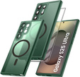 Husă pentru Samsung Galaxy S25 Ultra, pentru MagSafe, ERBORD Matt Case, verde + sticlă pentru ecran