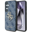 GUESS Huse pentru Samsung Galaxy S25, 4G Big Metal Logo, albastru