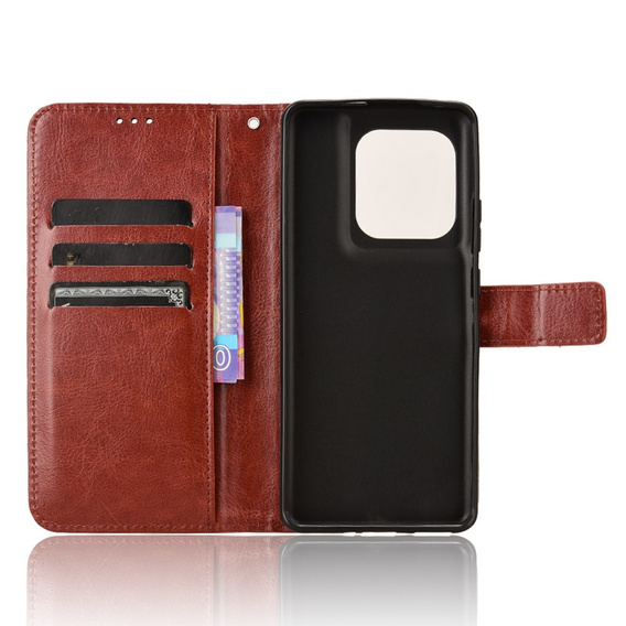 Cu clapetă pentru Motorola Edge 50 Ultra, Crazy Horse Wallet, maro