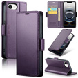 Husă pentru Iphone 16E, ERBORD Glossy Litchi, portofel cu clapetă, violet