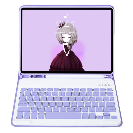 Carcasă cu tastatură bluetooth pentru iPad 11" 2025 A16 (11 gen.) / iPad 10.9" 2022 (10 gen.), Purple