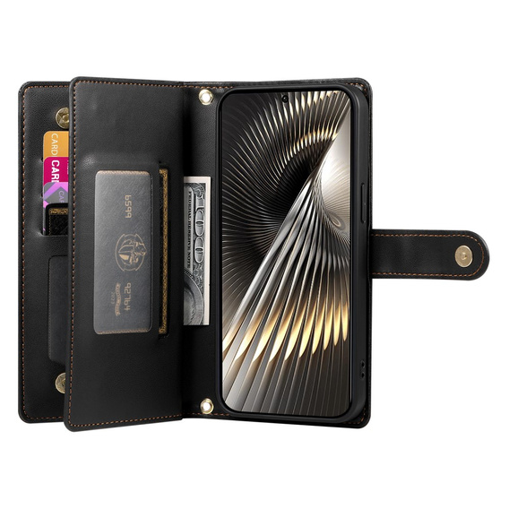 Cu clapetă pentru Xiaomi Poco X7 Pro 5G, Wallet Zipper Pocket, negru