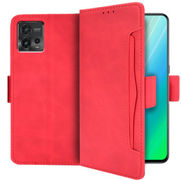 Cu clapetă pentru Motorola Moto G72 4G, Card Slot, roșu