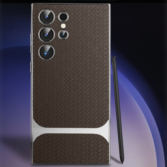 Huse pentru Samsung Galaxy S23 Ultra, GKK Woven Leather, cafea