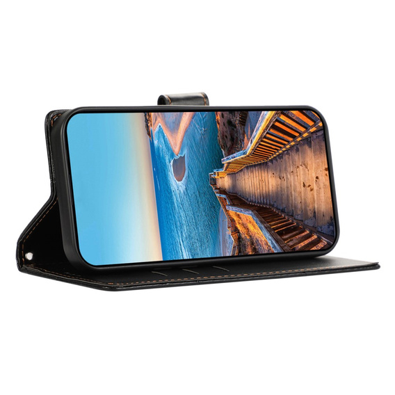 Husă cu clapetă pentru Realme 12 Pro 5G / 12 Pro+ 5G, Leather Line Wallet, negru