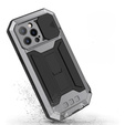 Husă pentru iPhone 13 Pro Max, R-JUST CamShield Slide, armată, de argint / negru