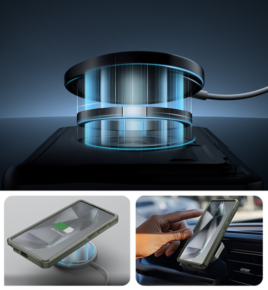Husă blindată pentru Samsung Galaxy S25 Ultra, Dexnor CamProtect MagSafe, verde (Două rame)