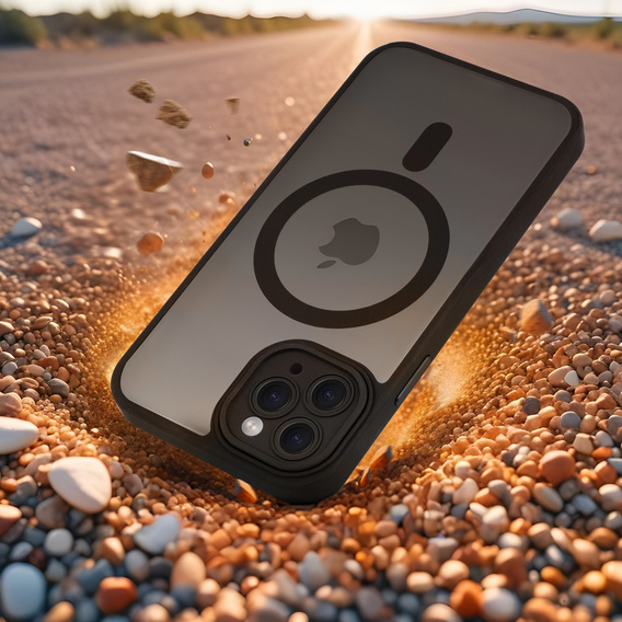 Husă pentru iPhone 12 Pro Max, pentru MagSafe, ERBORD Matt Case, negru + sticlă pentru ecran