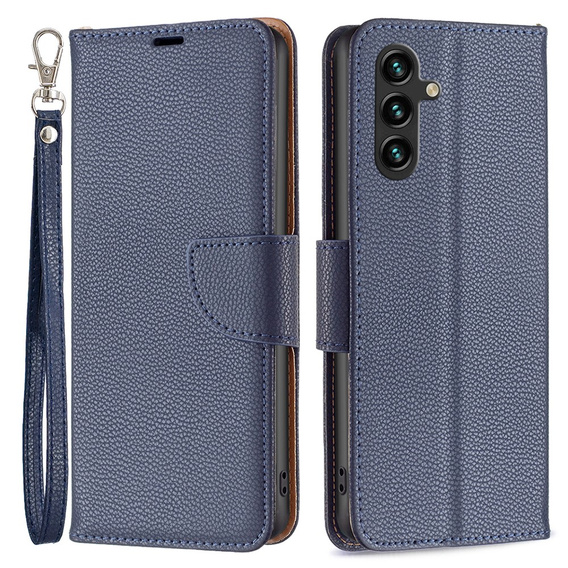 Cu clapetă pentru Samsung Galaxy A55 5G, Wallet Litchi Leather, albastru închis