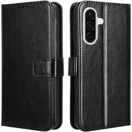 Cu clapetă pentru Samsung Galaxy A56, Crazy Horse Wallet, negru
