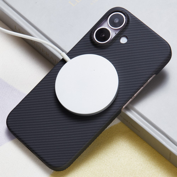 Husă pentru iPhone 16 Plus, Aramid Fiber Cover, negru