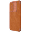 NILLKIN flip case NILLKIN pentru Samsung Galaxy A55 5G, CamShield Qin Pro, piele, maro