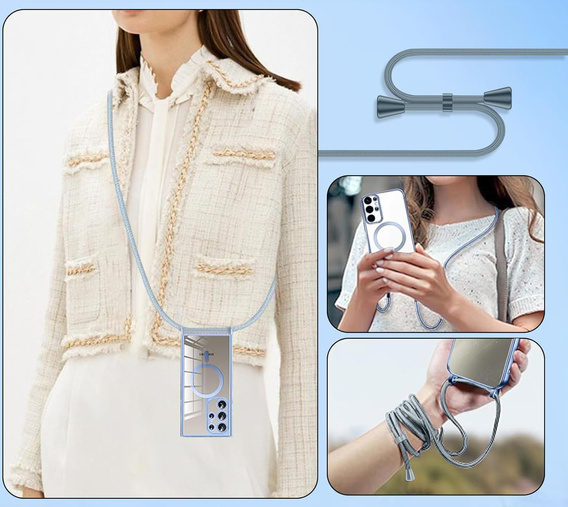 Husă pentru Samsung Galaxy S25 Ultra, Electro MagSafe, albastru + Lanyard