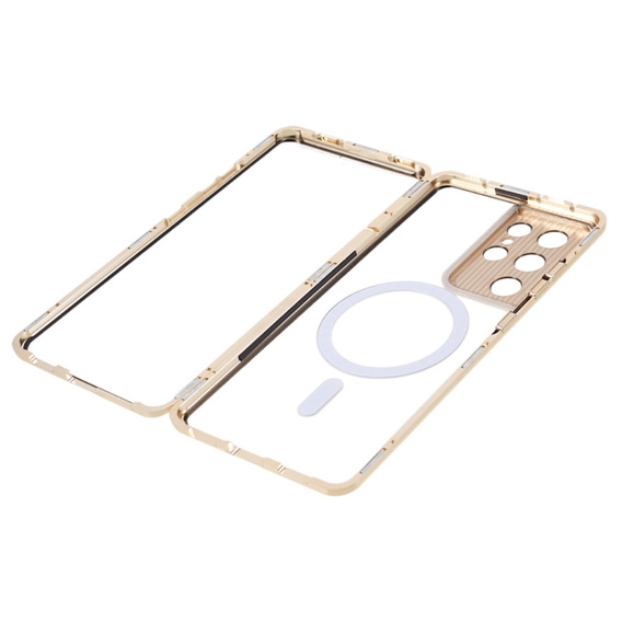 Carcasa Magnetic Dual Glass MagSafe pentru Samsung Galaxy S21 Ultra, de aur