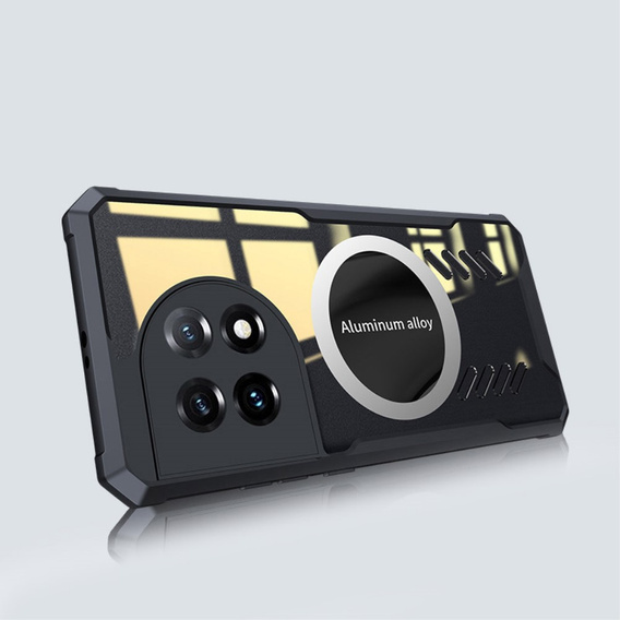 Carcasă pentru OnePlus 11 5G, cu placă magnetică, transparent / negru