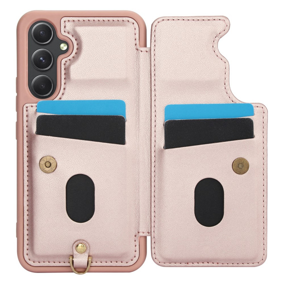 Husa pentru Samsung Galaxy S23 FE, Leather Flower Card Slot, roz