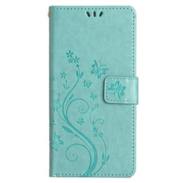 Cu clapetă pentru Samsung Galaxy A25 5G, Butterfly, de mentă + sticlă 9H