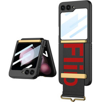 Husă pentru Galaxy Z Flip 5, Strap Cover, albastru marin/portocaliu