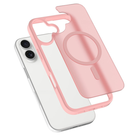 Husă Matt pentru iPhone 17, pentru MagSafe, roz translucid