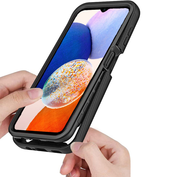 Carcasă pentru Samsung Galaxy A14 4G/5G, Shockproof, cu folie, negru