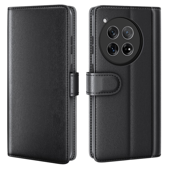 Husa cu clapetă pentru OnePlus 12 5G, Split Leather, negru