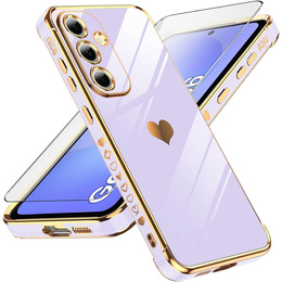 Carcasa pentru Samsung Galaxy A36, Electro heart, violet + sticlă 9H