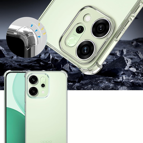 Husă pentru Oppo Reno 14, întărită, cu protecție pentru cameră, transparentă