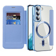 Cu clapetă pentru Samsung Galaxy S22 5G, RFID Wallet MagSafe CamShield, albastru