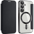 Cu clapetă pentru Samsung Galaxy S25+ Plus, RFID Wallet MagSafe CamShield, negru